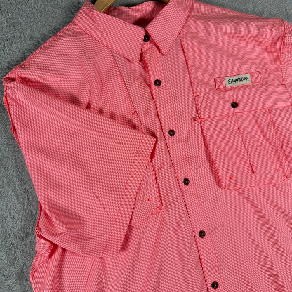 Magellan Outdoors Fish Gear XL UPF 50 Fishing Shirt Fiery Coral SGMGMF1512